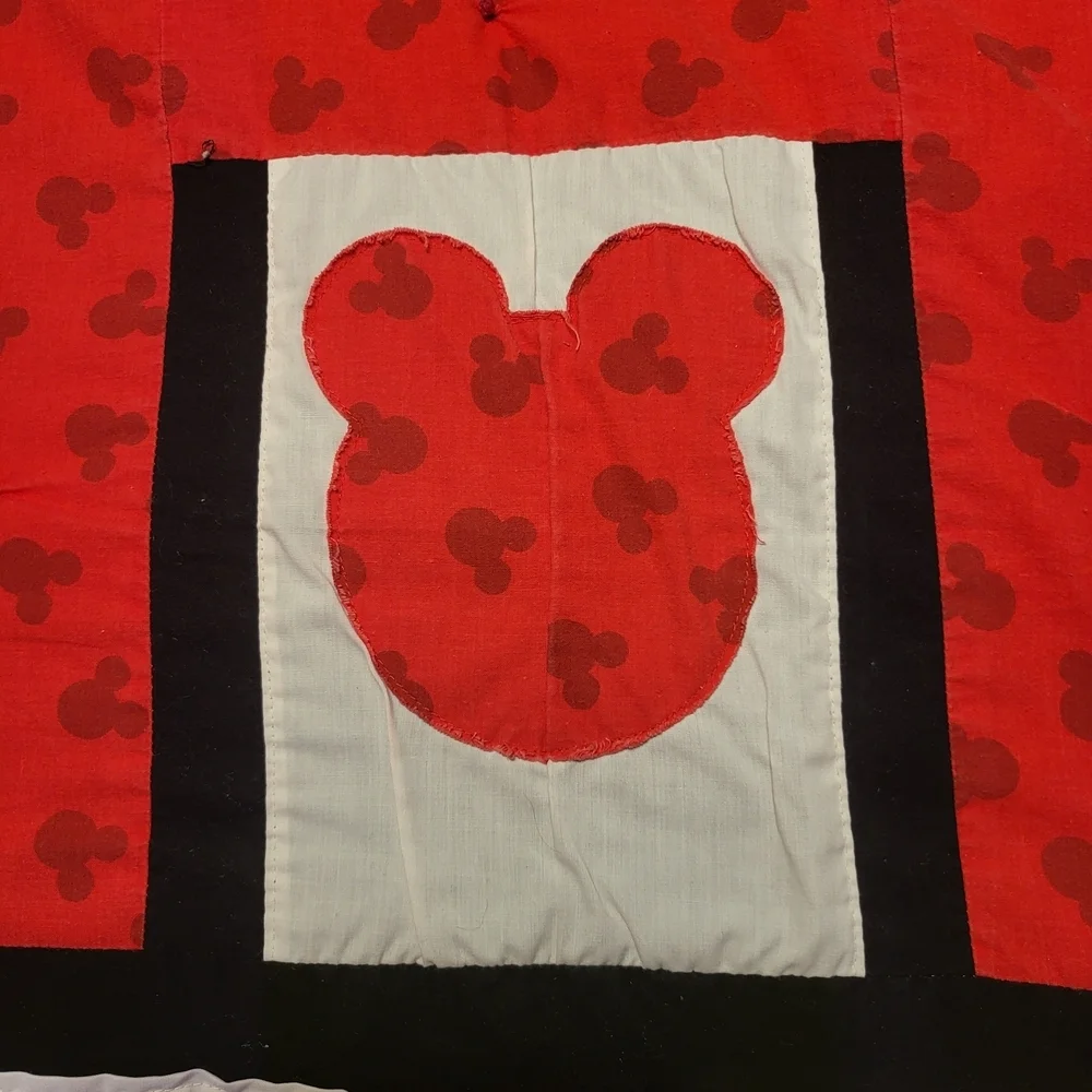 Vintage-Style Mickey Mouse Handmade Appliqué Quilt